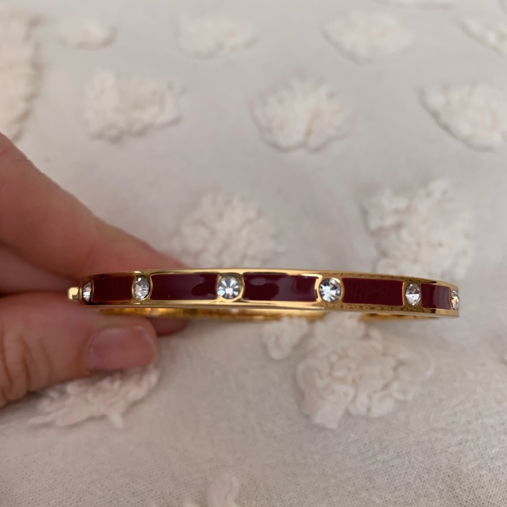 Kate Spade Gold Burgundy Wine Enamel Bracelet